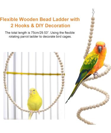 Yue Budgie Toys 7 Pcs Bird Toys Natural Coconut Bird Cage with Ladder Hanging Swing Climbing Hammock Rotated Ladder Wooden Chewing Toy Bells parrot toys for Birds parrots Love Birds Mynah - Buy Online on GoSupps.com