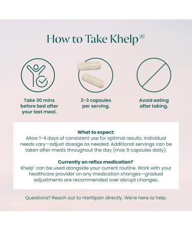 HartSpan Khelp All-Natural Reflux Support Premium Alginate Supplement | GERD, Heartburn, LPR & Acid Reflux | Drug-Free, Designed for Daily Use | No Dyes or Flavors | 60 Vegan Capsules - Buy Online on GoSupps.com