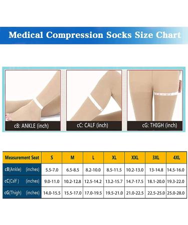GODORIO Toeless Thigh High Compression Stockings 15-20 mmHg - Beige M | Men & Women Circulation Support with Silicone Dot Band - Buy Online on GoSupps.com