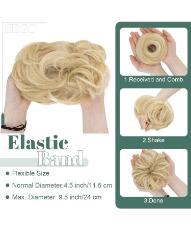 Sego Hair Part with Rubber Band - Large Dutt Hair Tie & Extensions for Women - Golden Mix Bleach Blonde - Buy Online on GoSupps.com