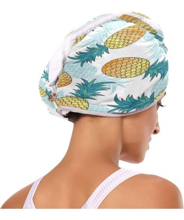 Summer Fruit Pineapple Dry Hair Cap & Towel Set - Quick Dry Super Absorbent Soft Comfort | 2-Piece Headband Bundle - Buy Online on GoSupps.com