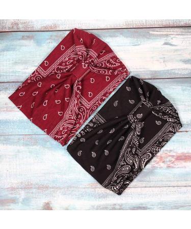 Sethexy Boho Hair Straps - Stretchy Cotton Bandeau Fashionable Knotted Accessories for Sports & Travel - 4 Pack in Black - Buy Online on GoSupps.com