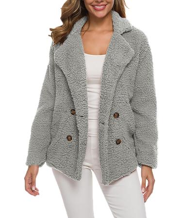 Women's Fluffy Warm Fleece Plush Zipper Jacket - Thick Hooded Cardigan & Autumn Winter Coat - 4XL Gray - Buy Online on GoSupps.com