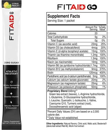 FITAID Go Zero Sugar Recovery Hydration Pack | BCAAs, Electrolytes, Omega-3s | Vegan, Keto-Friendly, 14 Count - Buy Online on GoSupps.com