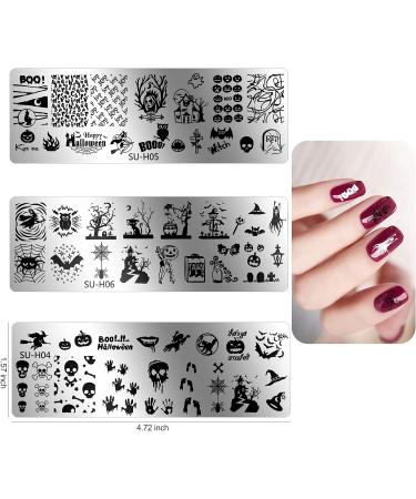 DPKOW 6pcs Halloween Nail Art Stencils | 260+ Designs for DIY Manicure | Witch Skull Pumpkin Ghost Bat Spider Templates for Women & Girls - Buy Online on GoSupps.com