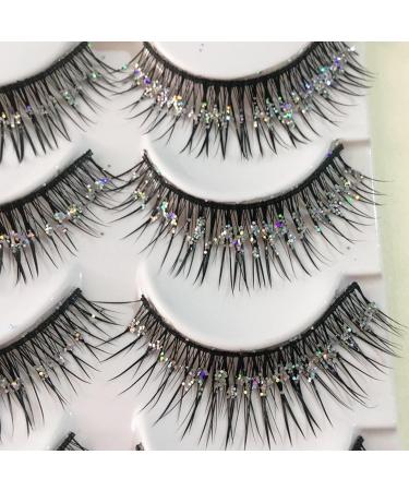 YOXIER Super Soft False Eyelashes Girls 5 Pairs/set Glitter Sequins Dramatic 3d Wispy Curly Fluffy Reusable Women Fake Lashes Stage Performance Party Makeup Black - Buy Online on GoSupps.com
