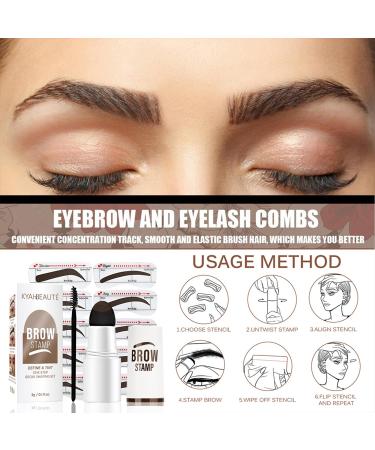 Waterproof Eyebrow Stamp Stencil Kit with 12 Shaping Stencils - Long-Lasting Pomade for Perfect Brow Makeup | Cruelty-Free Soft Brown for Women - Buy Online on GoSupps.com