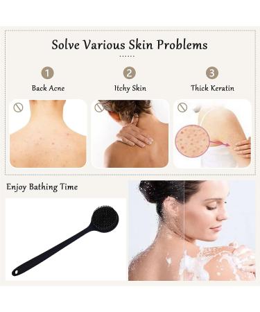 15'' Long Handle Silicone Body Scrubber for Skin Exfoliation - Shower Brush for Gentle Cleansing and Massaging - Buy Online on GoSupps.com
