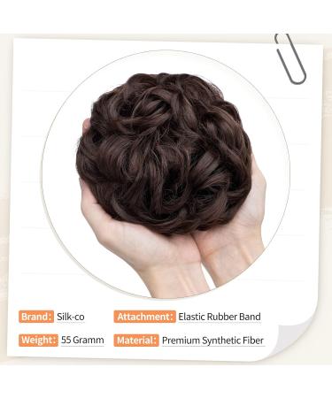 Silk-Co Hair Part with Rubber Band - Wavy Soft Dutt Hair Extensions (55g) for Thickening Messy Bun Updos - Medium Brown - Buy Online on GoSupps.com