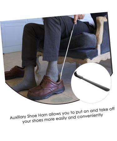 DOITOOL 2pcs Long Stainless Steel Shoehorn Set - Household and Travel Shoe Assist Tool for Men, Women, Kids - Pregnancy Helper, Black Handle - 41.3x4.3cm - Buy Online on GoSupps.com