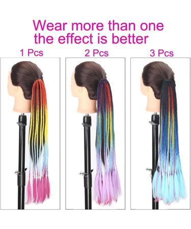 Human Hair Ponytail Hair Piece 24" Colored Braids Ponytail Extensions with Elastic Hair Tie 12 Strands Rainbow Braided Synthetic Ponytail Hairpieces for Women Girls Ponytail Hairpiece for Women(Col 24inches C26 - Buy Online on GoSupps.com