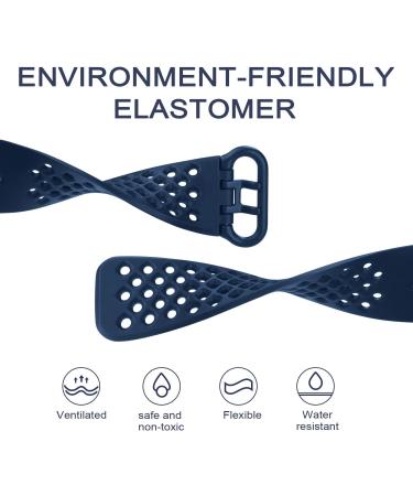 Pack of 3 Silicone Bands for Fitbit Charge 4/3/3 SE - Waterproof & Breathable Wristbands for Women and Men (Large, Black/Navy Blue/Gray) - Buy Online on GoSupps.com