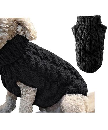 Tower collar knitting sweater for pets winter warmer thick sweater knitting goods crochet coat clothing for small medium-sized and large dogs puppies cats (m black) m black