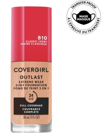 COVERGIRL - Outlast Extreme Wear 3-in-1 Full coverage liquid Foundation Classic Ivory - 810 30 Milliliters - Buy Online on GoSupps.com