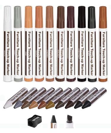 Furniture Markers Touch Up, Lifreer 21 Pcs Wood Filler Floor Scratch Repair Kits, Wood Markers and Wax Sticks with Sharpener Kit for Funiture Repair,Floor Scratch
