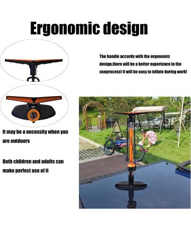 GOBKO Bike Floor Pump with Gauge - Presta and Schrader Valves, 170Psi High Pressure, Portable Air Pump for Road Bike, MTB, Sports Balls - Orange - Buy Online on GoSupps.com