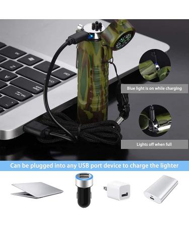Electric Lighter (Rechargeable) 3 in 1 Windproof Plasma Lighter with Tactical Flashlight & Compass Portable Flameless Arc Lighters for Camping Hiking Outdoor Adventure Survival Tactical (Camouflage) - Buy Online on GoSupps.com