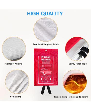 2 Pack Deluxe Emergency Fire Blanket for Home and Kitchen | Fireproof & Fire Retardant | House Fire Extinguisher Kit - Buy Online on GoSupps.com