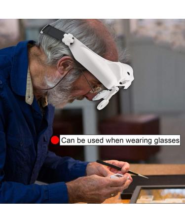 Headband Lighted Magnifying Glasses with LED Light - Handsfree Head Mount Magnifier Loupe for Close Work, Sewing, Crafts, Reading, Jewelry Repair - 1.0X to 14.0X Magnification - White - Buy Online on GoSupps.com