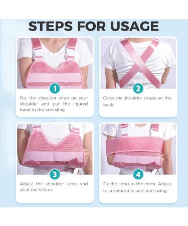 Kids Arm Sling - Breathable & Adjustable Shoulder Immobilizer for Elbow Injury (Pink) | International Shipping Available - Buy Online on GoSupps.com