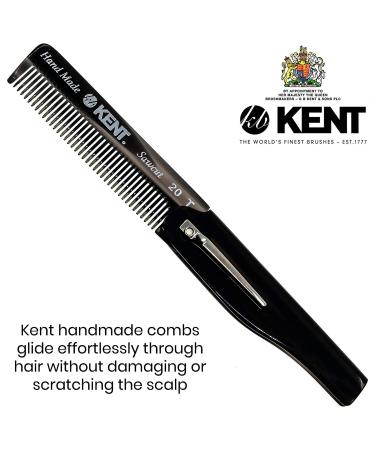 Kent 20T Black Graphite Handmade Folding Pocket Comb for Men - Fine Tooth Hair Comb for Grooming Hair and Beard - Made in England - Buy Online on GoSupps.com