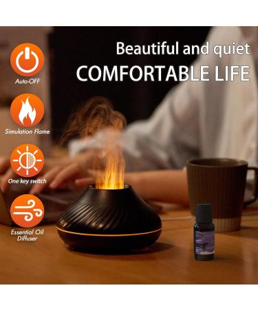 Aroma Diffuser with Flames Effect | Airmpa 130ml | 7-Color Simulated Flame Lamp | Fixed Color & Essential Oil Compatible (Black) - Buy Online on GoSupps.com