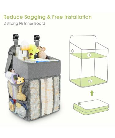 Changing Table Diaper Organizer - Baby Hanging Diaper Stacker Nursery Caddy Organizer for Cribs Playard Baby Essentials Storage (Gray) Grey - Buy Online on GoSupps.com