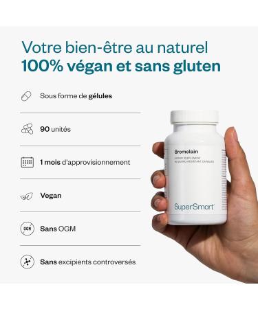 Bromela ne - Enzyme Anti-Inflammatoire - Extraite de la Tige de l'Ananas - Soutient le Syst me Immunitaire - Aide la Digestion et la R cup ration - DrCaps - Vegan - Supersmart - Buy Online on GoSupps.com