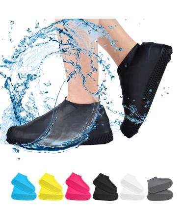 VBoo Waterproof Shoe Covers, Non-Slip Water Resistant Overshoes Silicone Rubber Rain Shoe Cover Outdoor cycling Protectors apply to Men, Women, Kids (Large, Black) Large Black