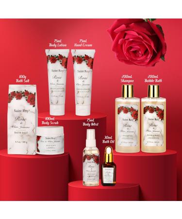 Rose & Jasmine Bath & Shower Set - Home Spa Gift Basket for Women & Men | Relaxing Spa Kit with Bath Salts, Shower Gel | Perfect Gift for Birthday - Buy Online on GoSupps.com
