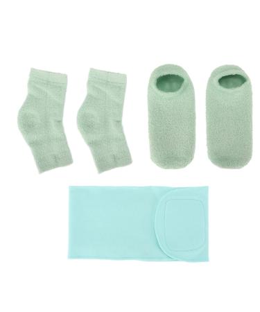 Qukaim Moisturizing Gel Socks Hydrating Gel Elbow Sleeve Moisturizing Gel Socks and Neck Wrap Sock Reusable Repairing Softening Cutin Green Blue