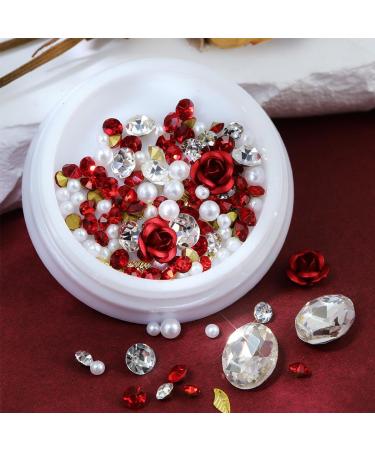 Buy Purple & Red Rose Nail Charms - Flower Nail Art Rhinestones Pearl & Crystal Accessories for DIY Manicure - International Shipping Available - Buy Online on GoSupps.com