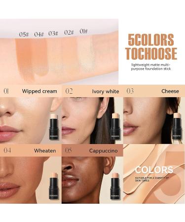 KISSIO Long Lasting Foundation Stick - Natural Shine Free Finish, Medium Coverage, Waterproof, Cruelty Free - 0.24 oz (03 Cheese) - Buy Online on GoSupps.com