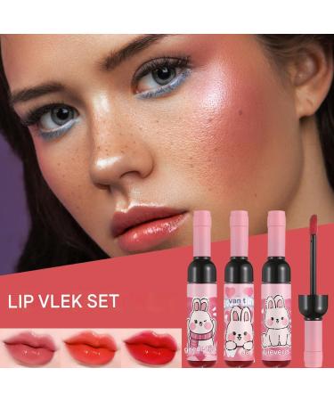 Lip Gloss Lip Liner Stain 3 Colors Waterproof Liquid Lipstick Antistick Cup Wine Bottle Shape Beauty Supplies for Daily Commuting or Dating - Buy Online on GoSupps.com