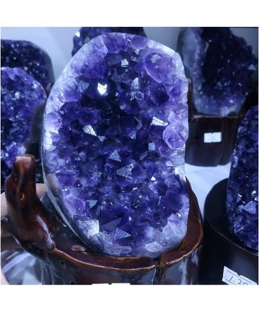 Amethyst Rough Stone 1.4kg Natural Purple Crystal Cluster Natural Uruguay Amethyst cave Decoration + Base