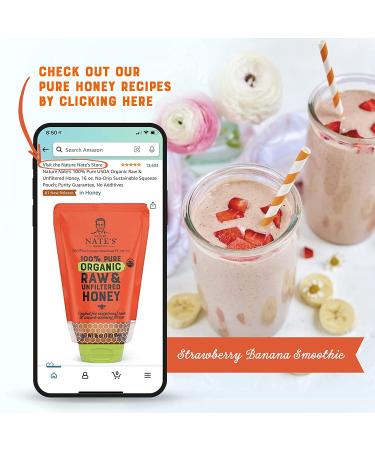 Nature Nate's 100% Pure Organic Raw Honey - 32 oz No-Drip Squeeze Pouches | USDA Certified, No Additives - Buy Online on GoSupps.com
