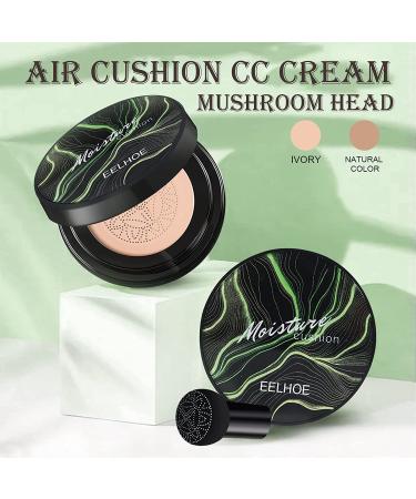 Mushroom Head Air Cushion CC Cream Foundation with 2PCS Sponges | Moisturizing BB Cream for Even Skin Tone | Natural Makeup Base Primer - Buy Online on GoSupps.com