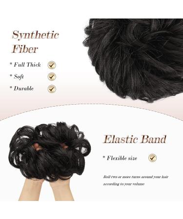 FESHFEN Synthetic Wavy Curly Messy Bun Hair Piece in Darkest Brown - Updo Hairpiece for Women Girls Kids - 1PCS 38g - Buy Online on GoSupps.com