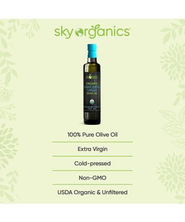 Sky Organics USDA Organic Extra Virgin Olive Oil - Greek Cold Pressed Unfiltered EVOO - 16.9 oz - Buy Online on GoSupps.com
