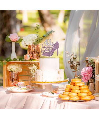 Tenhaisi Purple Sliver Glitter 41 & Fabulous Lady Cake Topper Happy 41st Birthday Party Decoration Cheers to 41 Years 41 & Fabulous Birthday Wedding Celebration/Anniversary Party Supplies - Buy Online on GoSupps.com