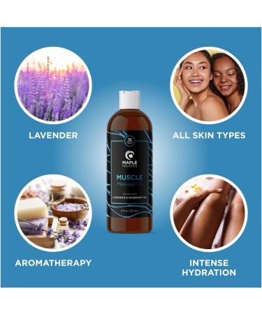 Muscle Relief Massage Oil with Lavender and Rosemary - Full Body Warming Therapy for Sore Muscles (8oz) - Buy Online on GoSupps.com