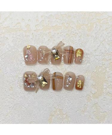 Handmade Christmas Wearing Armor Handmade Light Luxury Style Christmas Tree Bow Nail Patch Short False Nails (Size : S) - Buy Online on GoSupps.com
