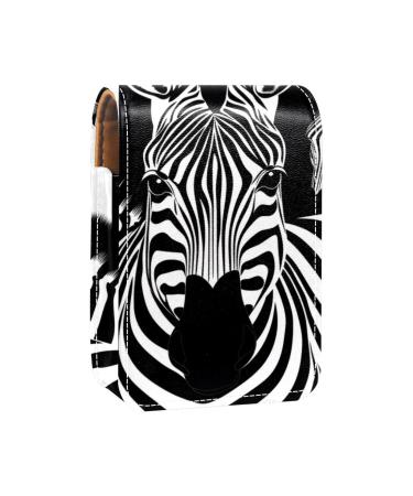 Travel Lipstick Organizer Case Lipstick Case Portable Makeup Bag With Mirror Animal Zebra Pattern D692w7qgbn