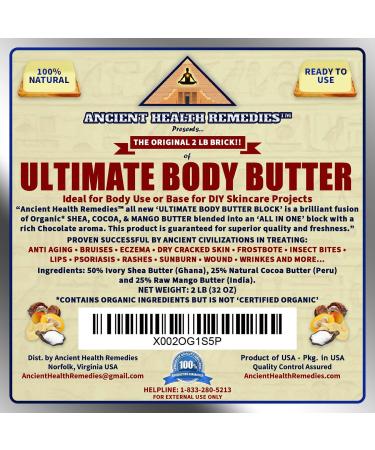 Organic Shea Cocoa Mango Butter - Raw & Unrefined Skincare Ingredient (2 LB) - Ideal for DIY Lotions & Baby Care - USA Made - Buy Online on GoSupps.com