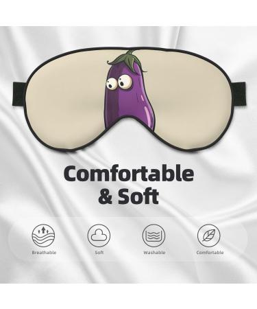 Cartoon Eggplant Print Unisex Sleep Mask - Double-Sided Eye Mask for Sound Sleep & Skin Care - Black - Buy Online on GoSupps.com