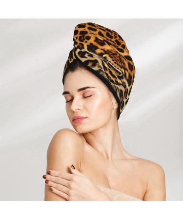 Super Absorbent Leopard Stripes Hair Cap for Girls & Women | Quick Dry Elastic Wrap for Long Thick Hair - Buy Online on GoSupps.com