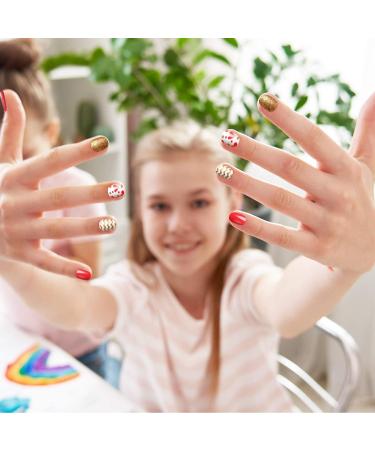 72-Piece Kids False Nails Press-On Kit for Girls - Flower, Dot, Heart Design - Full Cover Short Artificial Nail Set for Children - Buy Online on GoSupps.com