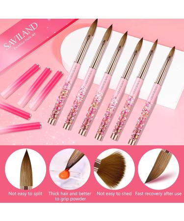 Saviland 6PCS Acrylic Nail Brush Set - Pink Gradient Handle, Sizes 6/8/10/12/14/16 - Ideal for Acrylic Nails, Powder & Nail Art - Beginner Friendly - Buy Online on GoSupps.com
