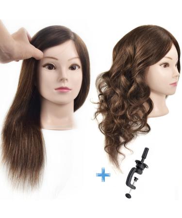 Ersiman Exercise Head with 46cm Human Hair - 100% Real Hair Training Model for Hairdressers & Beauticians | Free Screw Clamp Included - Buy Online on GoSupps.com