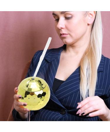 Disco Cups Disco Ball Cups with Lids Disco Ball Drinking Cup with Lid and Straw Cute Sparkly Glitter Cocktail Cup for Nightclub Bar Aelevate Gold - Buy Online on GoSupps.com